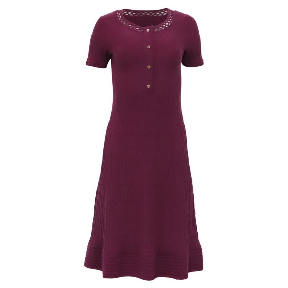 Tory Burch Ashlyn Knitted Midi Dress in Violet Merino Wool